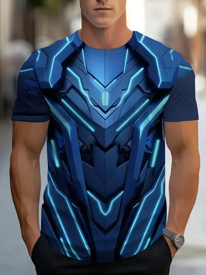 Marvel Bold Statement Tee Men 3D Armor Print T-Shirt Superhero Iron Man T shirt