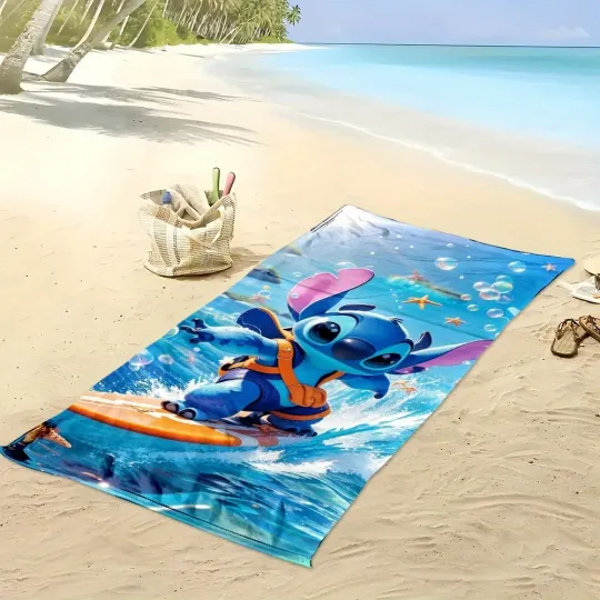 Lilo & Stitch Surfing Beach Towel