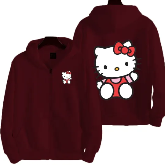 Hello Kitty Red Men Zip Up Hoodie