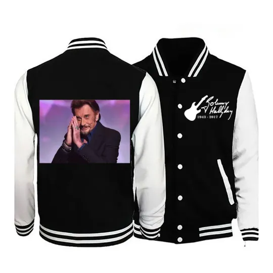 2025 Johnny Hallyday New Men's Long-Sleeved Casual Bomber Jacket Baseball Uniform Jacket