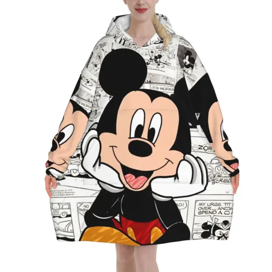 Mickey Mouse Cartoon Blanket Hoodie Oversized