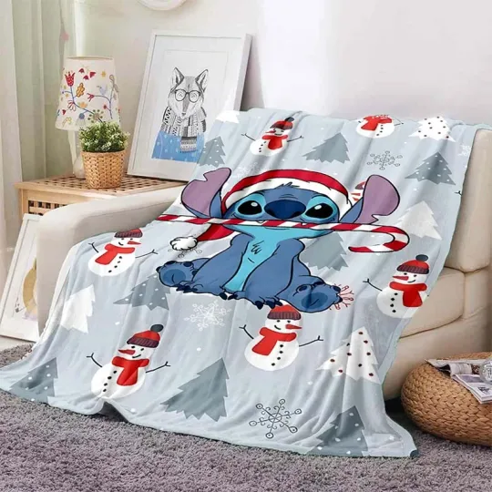 Disney Stitch Christmas Throw Blanket, Soft and Comfortable Blanket for Adults and Children, Holiday Gifts