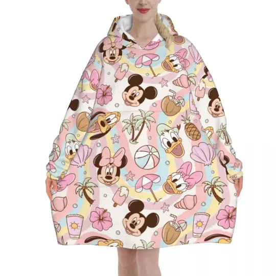 Mickey Mouse Cartoon Blanket Hoodie Oversized