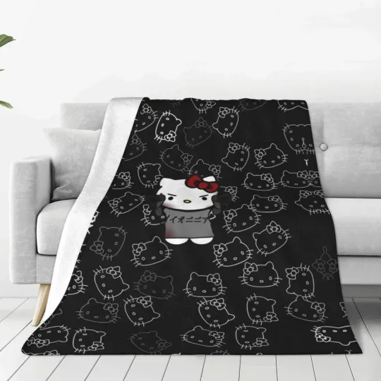 Hello Kitty Fleece Blanket for Camping, Couch, and Bed,  Cozy Sofa Bed Cover