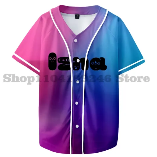 IZNA KPOP Merch Baseball Jersey Men/Women Casual Thin button Baseball uniform Oil Slick Custom Jersey Style1