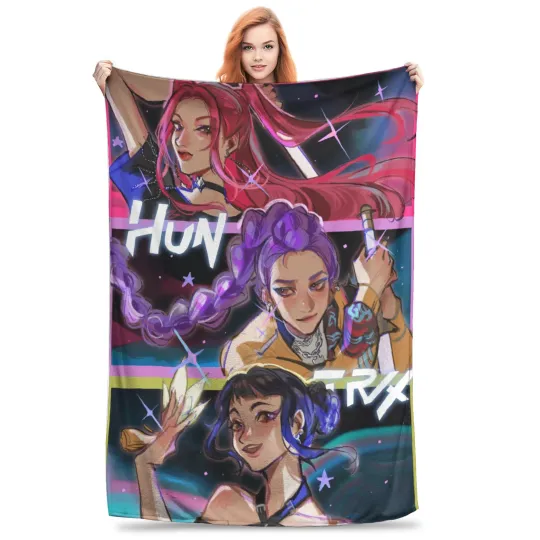 kpop Demon Hunters Huntrix Plush Blankets Fleece Blanket