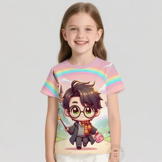 T Shirts Anime Harry Potter 3D Print Kids T Shirt Fashion Casual Cartoon Round Neck T-shirt Boy Girl Children Clothing Tees Tops