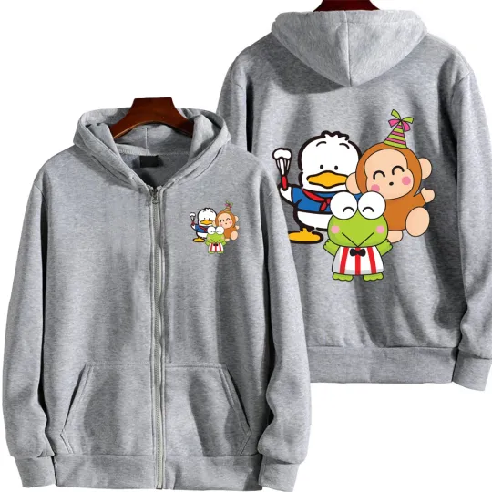 Keroppi Pochacco Men Zip Up Hoodie