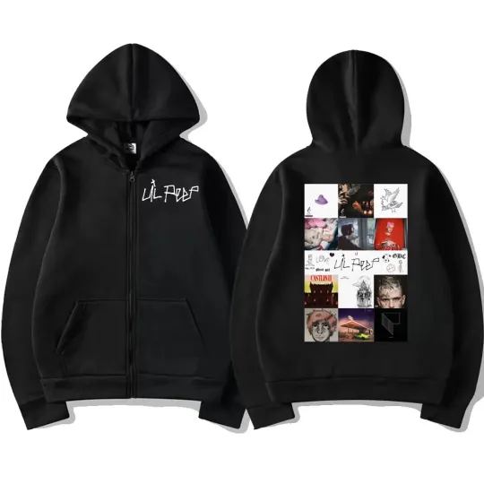 Rapper Lil Peep Music Album Cover Graphic Zipper Hoodie