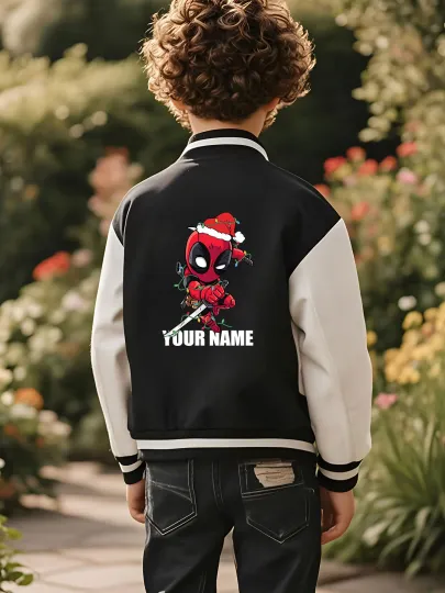 Marvel Boys Baseball Jacket - Christmas Deadpool Chi version print