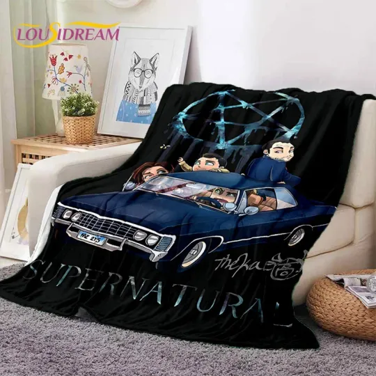 SPN Latest Supernatural Dean Sam Soft Flannel Blankets,Throw Blanket Comfortable Blanket for Picnic Beds Sofa Home Bedroom Gift