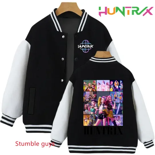 Anime Autumn Winter Kids Kpop Demon Hunters Cartoon Baseball Uniform Jacket Coat Sweatshirts Boys Girls Clothes