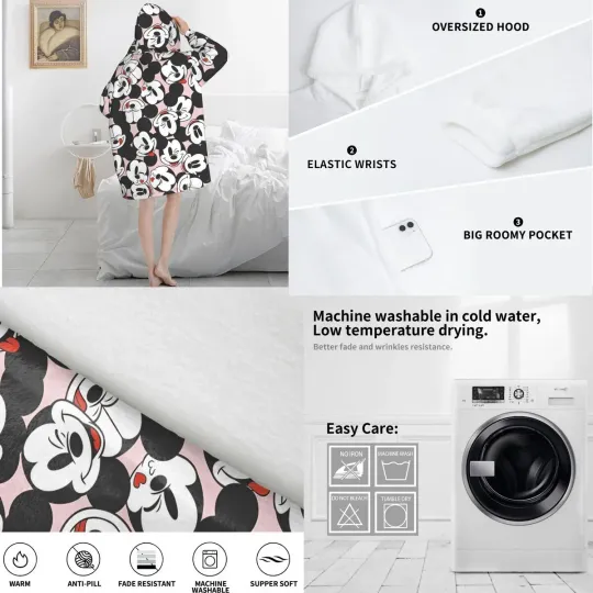 Mickey Mouse Cartoon Blanket Hoodie Oversized