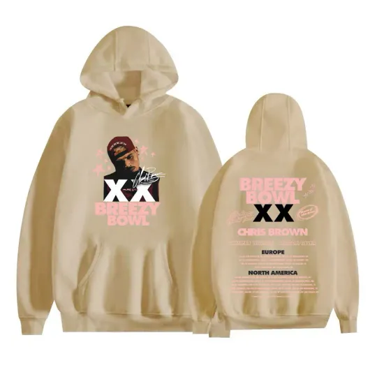 2025 Chris Brown Breezy Bowl XX Album Tour Hoodie Men Women Hip Hop Rock High Street Sweatshirt Casual Fleece Bodywarmer Hoodies