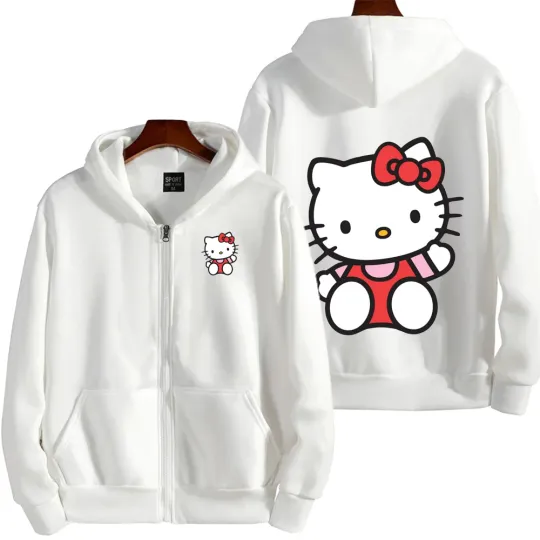 Hello Kitty Red Men Zip Up Hoodie