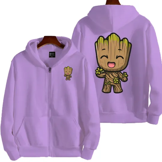 Marvel Groot Spring and Autumn New Men's Zipper Hoodie