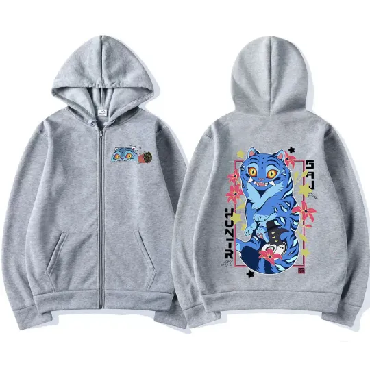 KPop Demon Hunters Derpy Tiger Merch Zipper Hoodies