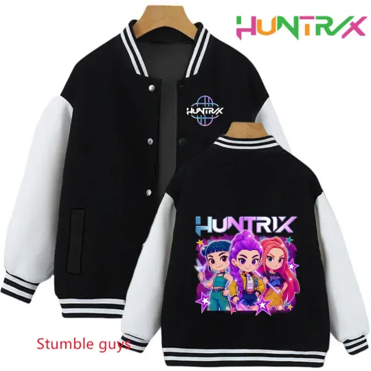 Anime Autumn Winter Kids Kpop Demon Hunters Cartoon Baseball Uniform Jacket Coat Sweatshirts Boys Girls Clothes