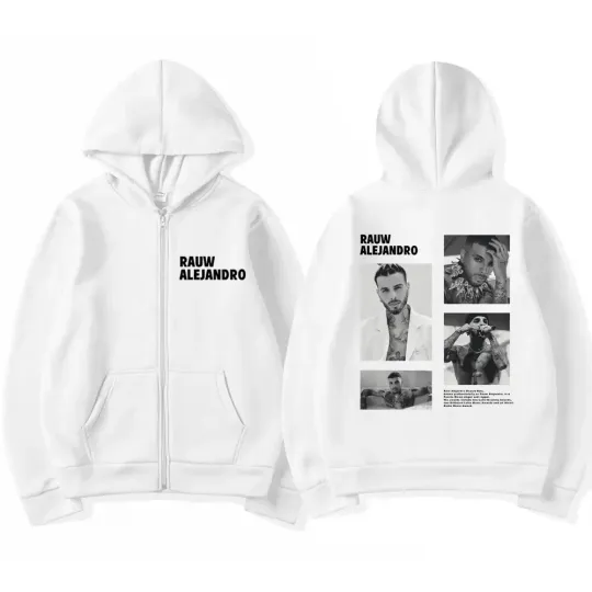 Rapper Rauw Alejandro Print Zip Up Hoodie
