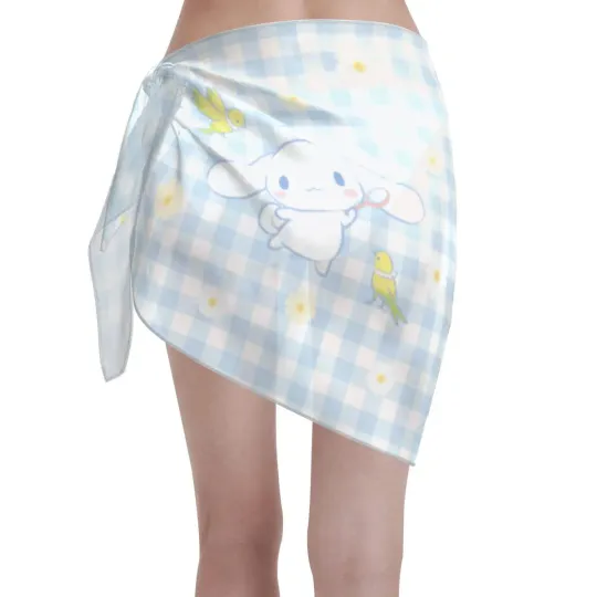 Sanrio Cinnamoroll Women Beach Sarongs Sheer Cover Postal Service Chiffon Bikini Wrap Skirt for Swimwear