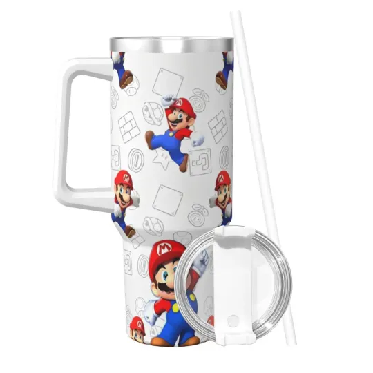 Super Mario Tumblers 40 oz With Handle | Christmas Gift