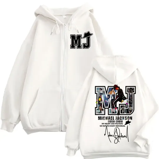 Limited Michael Jackson Merch Zipper Hoodies Punk Rock Hip Hop Zip Up Hooded Sweatshirt Men Women Fashion Casual Loose Pullovers