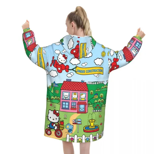 Hello Kitty Merch Oversize Hoodie Blanket  | Cute Blanket For Girl