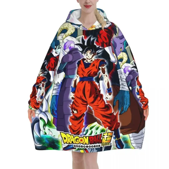 Dragon Ball DragonBall Anime Oversized Blanket Hoodie Sweatshirt Long Fleece Hooded Wearable Blanket