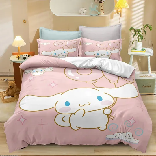 Cinnamoroll Cartoon Anime Sanrio Cartoon Bedding Set, Home Decor, Child Gift for Soft Comfortable Bedding Bedroom