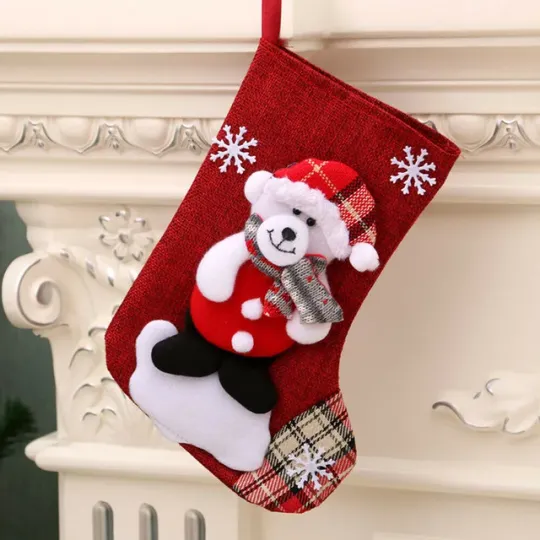 New Christmas Gift Stockings Santa Elk Fabric Gift Socks Christmas Lovely Bag for Children Fireplace Tree Christmas Decoration