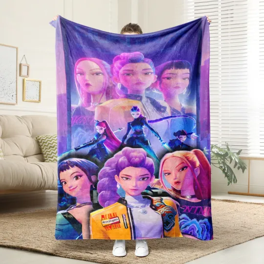 Discover KPop Demon Hunters The colorful anime Fleece Blanket