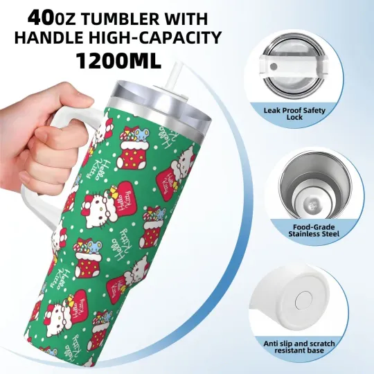 Hello Kitty Christmas Tumblers 40 oz With Handle | Christmas Gift