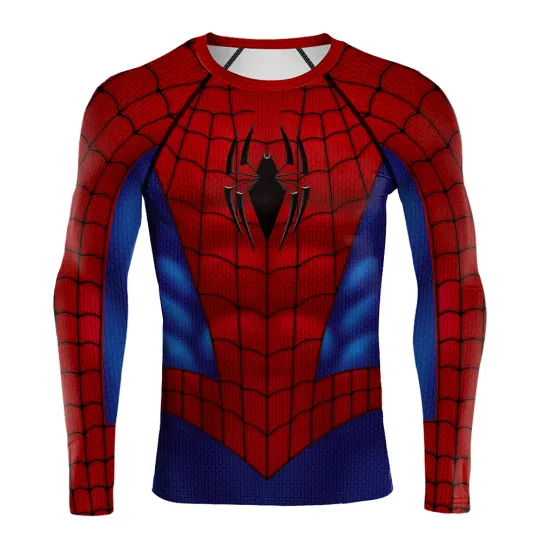 Spider Comics Shirt Men Superhero Armor 3D Printed Clothing Long Sleeve Tops Quick Drying Elastic Sport Compression Shirt