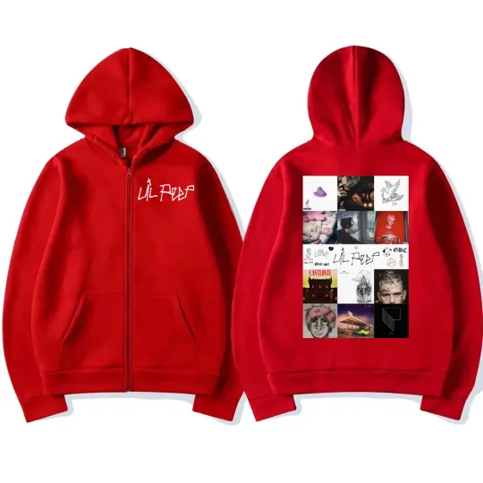Rapper Lil Peep Music Album Cover Graphic Zipper Hoodie