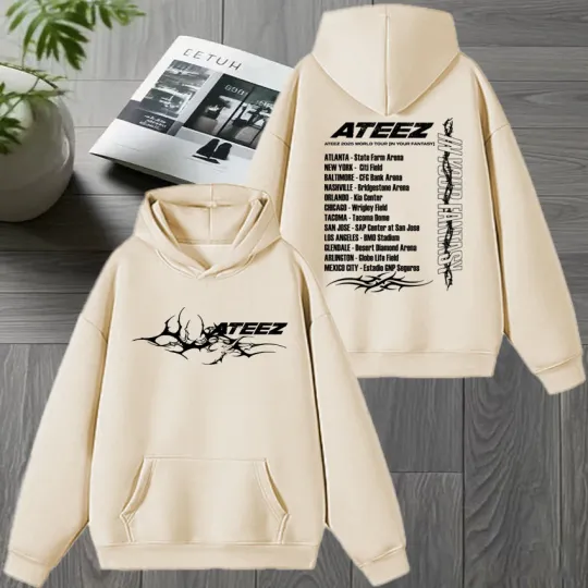 Korea Ateez Tour 2026 Double Sided printed Hoodie