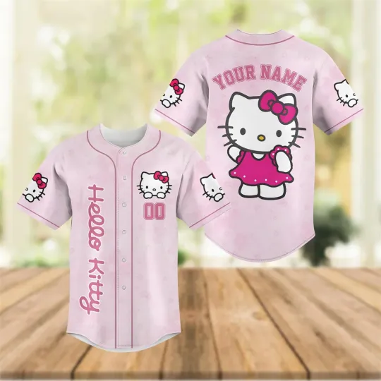 Customized Hello Kitty baseball jerseys, Kitty Cat baseball jerseys, Disneyland shirts