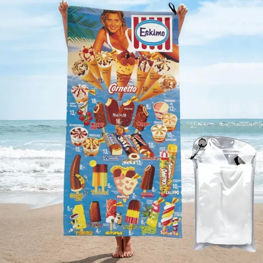 Classic Ice Cream Print Beach Towel Summer New Arrival Microfiber Pool Bath Towel