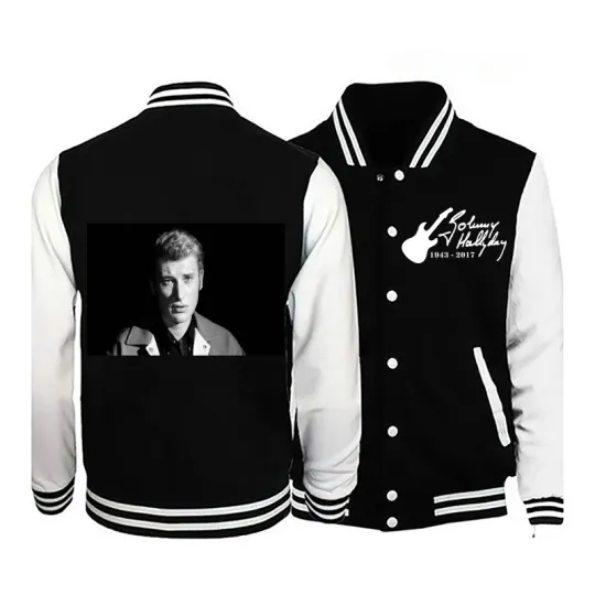 2025 Johnny Hallyday New Men's Long-Sleeved Casual Bomber Jacket Baseball Uniform Jacket
