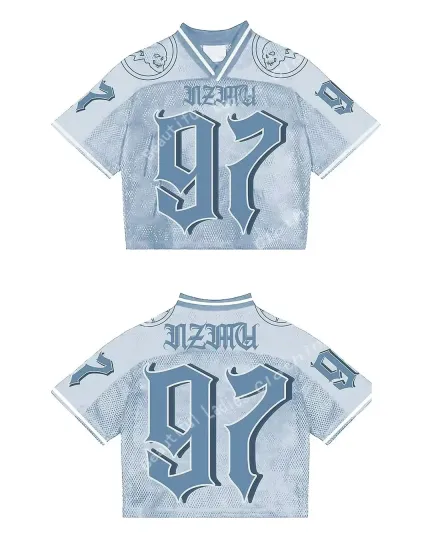 American Harajuku Y2K Graphic Crop Top Mesh Baseball Jersey for Women