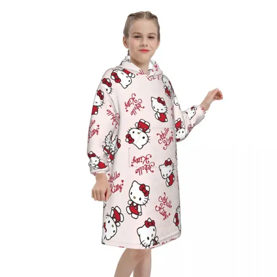 Children's Hello Kitty Kawaii Cat Hoodie Blanket