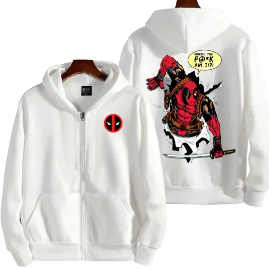 Marvel Deadpool Spring and Autumn New Men's Zipper Hoodie