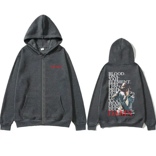 Rapper Kendrick Lamar DAMN Double Sided Zip Hoodie