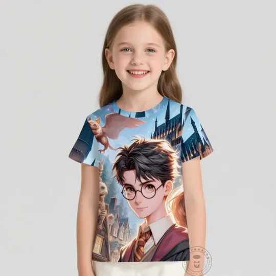 T Shirts Anime Harry Potter 3D Print Kids T Shirt Fashion Casual Cartoon Round Neck T-shirt Boy Girl Children Clothing Tees Tops