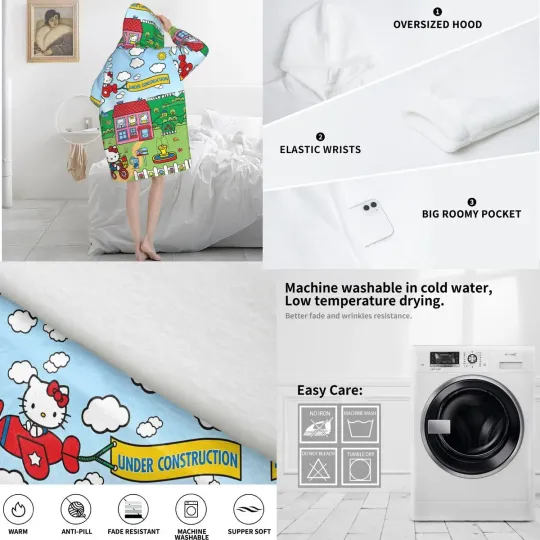 Hello Kitty Merch Oversize Hoodie Blanket  | Cute Blanket For Girl