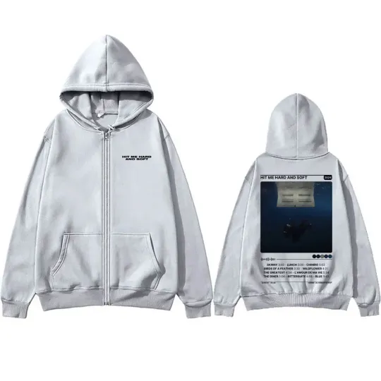 Hit Me Hard and Soft Double Sided Print Zipper Hoodie