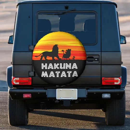 Hakuna Matata Spare Tire Cover for Jeep Mitsubishi Pajero Funny Timon Pumba Car Wheel Protectors