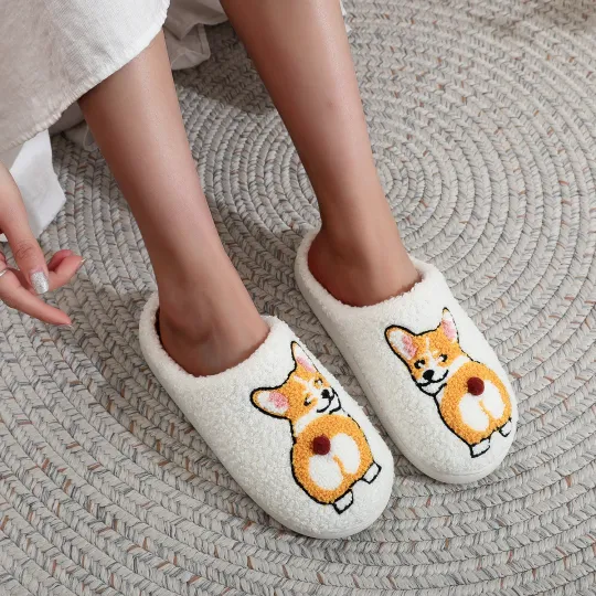 Corgi Pet Pattern Slippers, Halloween Gift, Christmas Gift