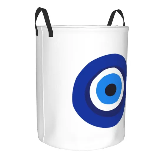 Custom Greek Turkish Evil Eye Laundry Hamper - Large Clothes Storage Basket for Nursery and Toy Organization