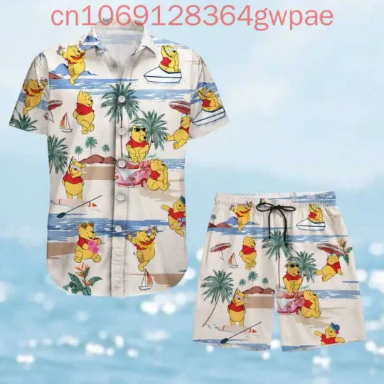Discover Disney Winnie The Pooh Men Women Hawaiian Shirt Pooh Bear Summer Short Character Tropical Beach Shirt Running Shorts