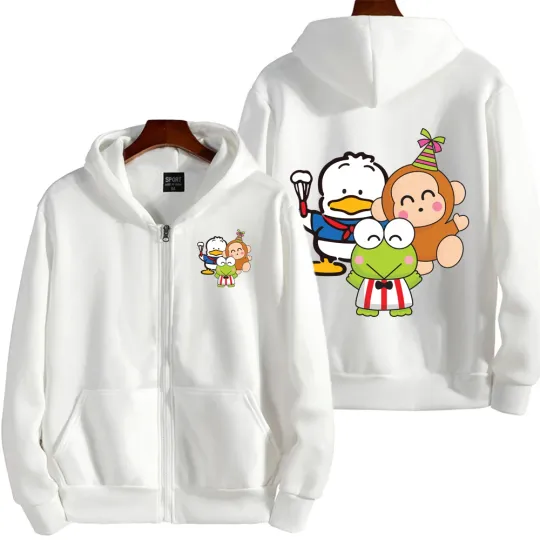 Keroppi Pochacco Men Zip Up Hoodie